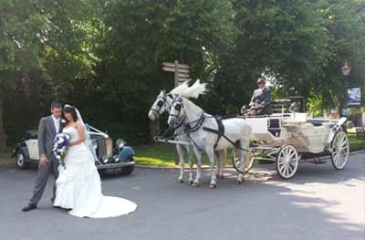 wedding White Landau Open Horse Drawn Carriage 