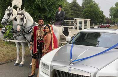 Wedding White Landau Close Horse Drawn Carriage 
