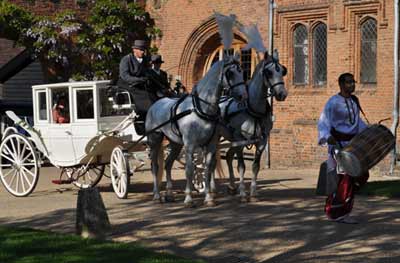Wedding White Landau Close Horse Drawn Carriage 