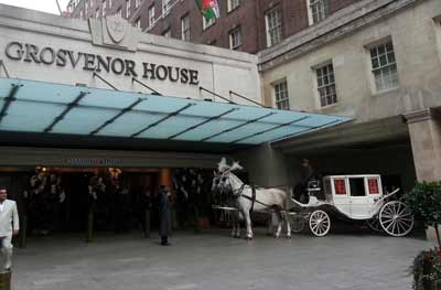 Wedding White Landau Close Horse Drawn Carriage 